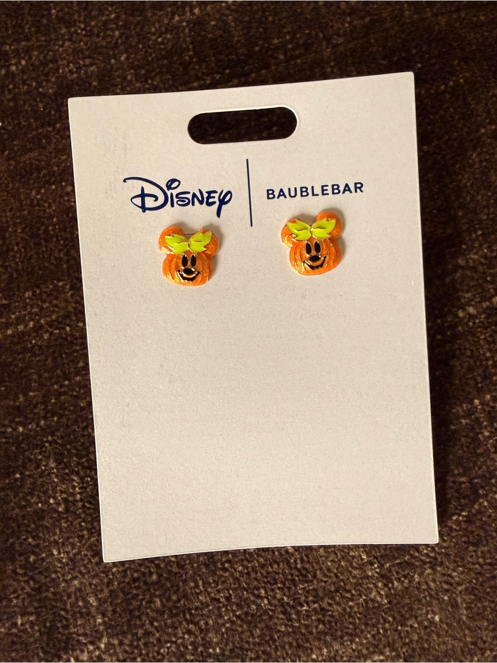 NEW Baublebar x Disney Halloween Minnie Mouse Enamel Pumpkin Stud Earrings